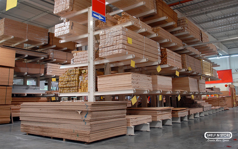 Wooden Boards On Cantilever Racks